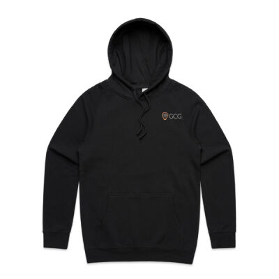 GCG Black Hoodie - Logo CHEST RIGHT + Motto BACK CENTRE Thumbnail